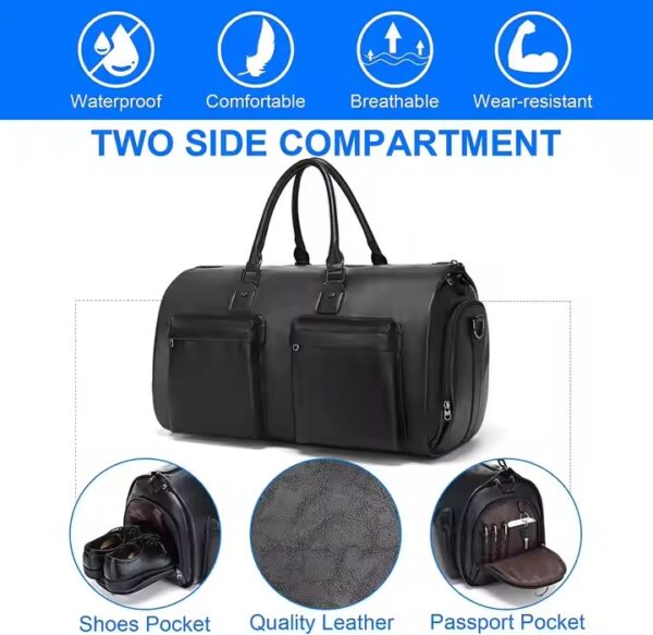 2 in 1 leather travel bag / hanging suitcase - Image 4