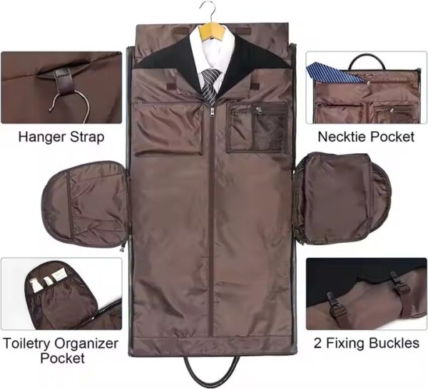 2 in 1 leather travel bag / hanging suitcase - Image 2